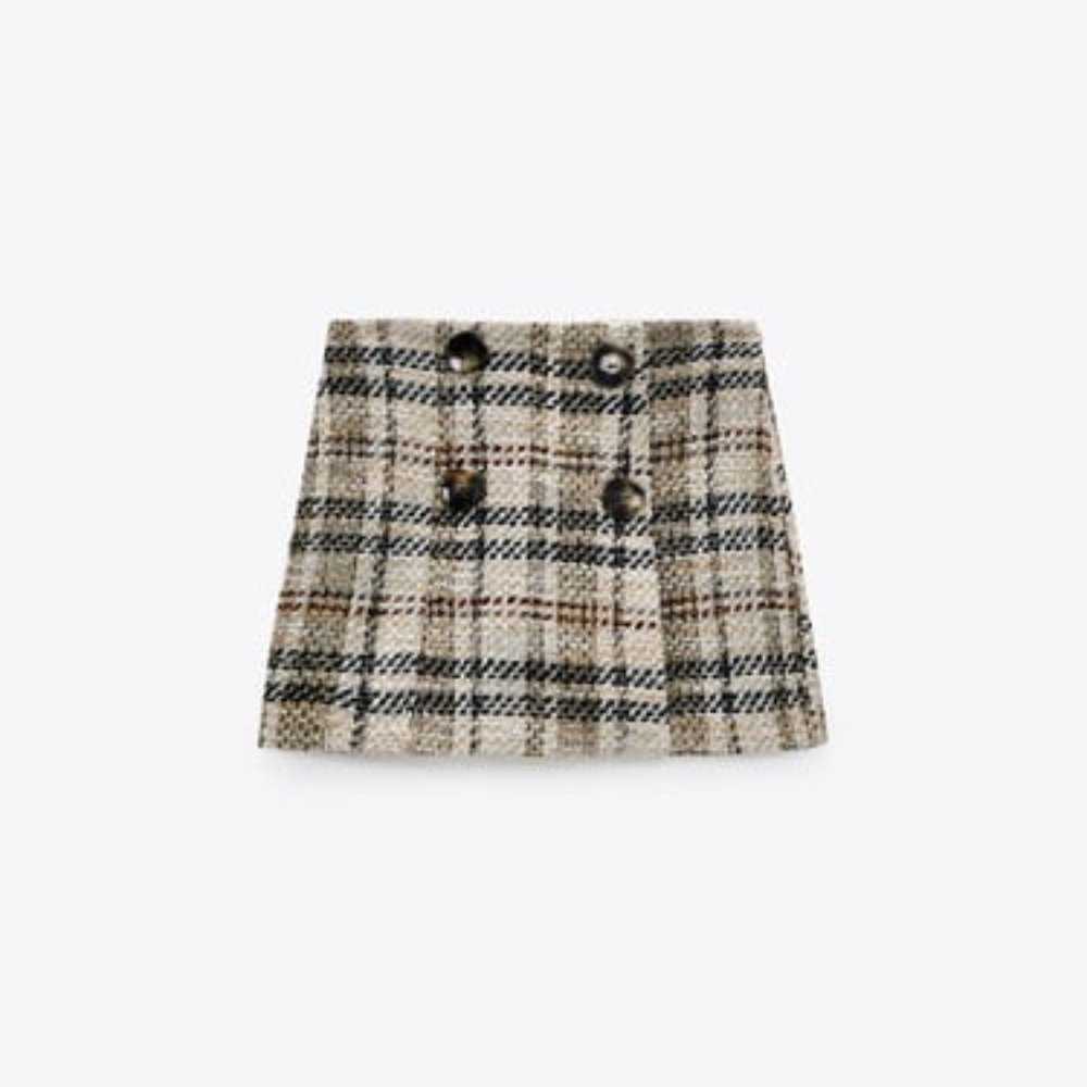 ZARA Plaid Textured Skort